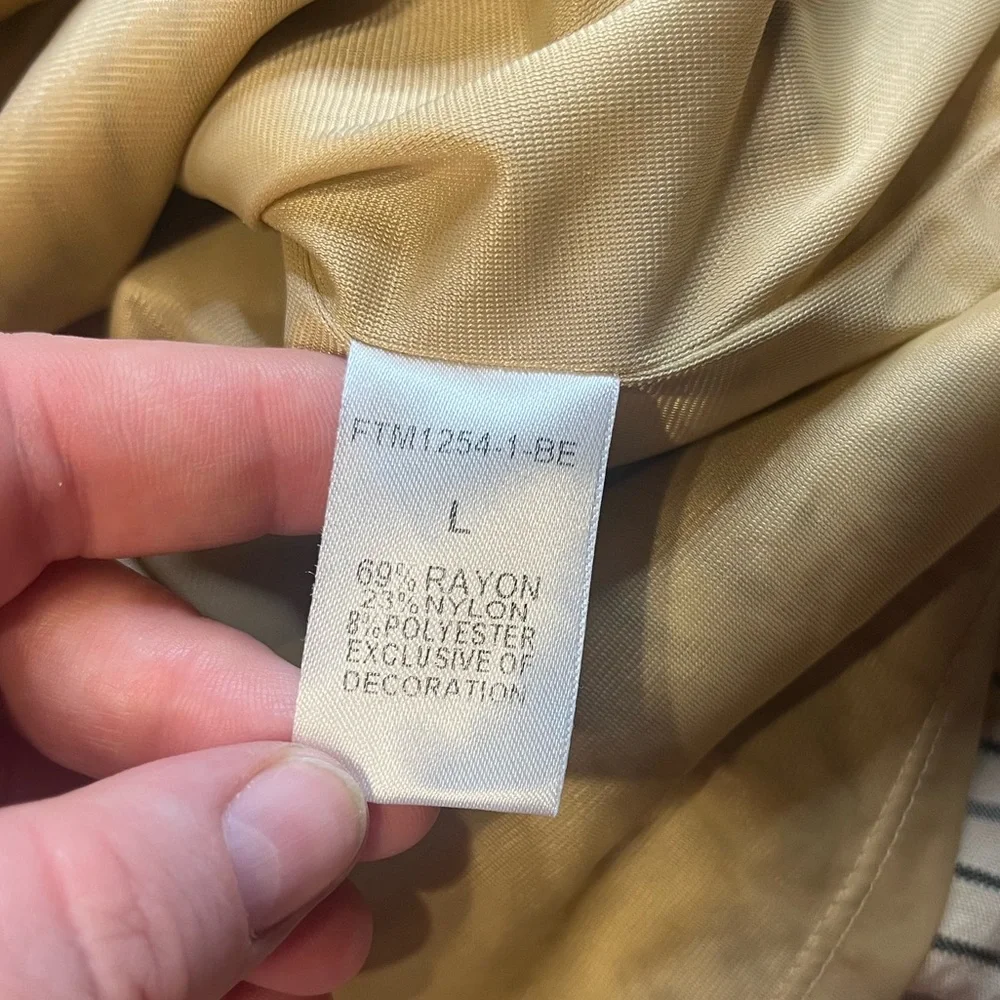 Embroidered striped shift dress tunic length tan casual THML size Large casual - Picture 6 of 10